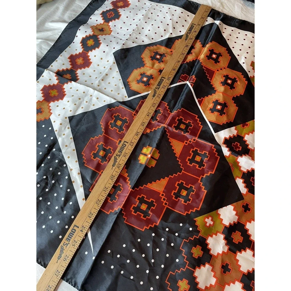 Vintage Sqaure‎ Scarf Handkerchief Hankie Geometric Polyester Satin 27